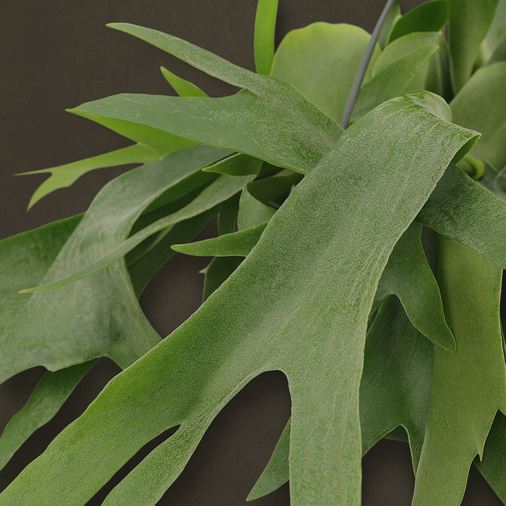 Premium Geweihfarn hängend – Platycerium bifurcatum - 50 cm - Ø21cm - Luna's Leaf Co.