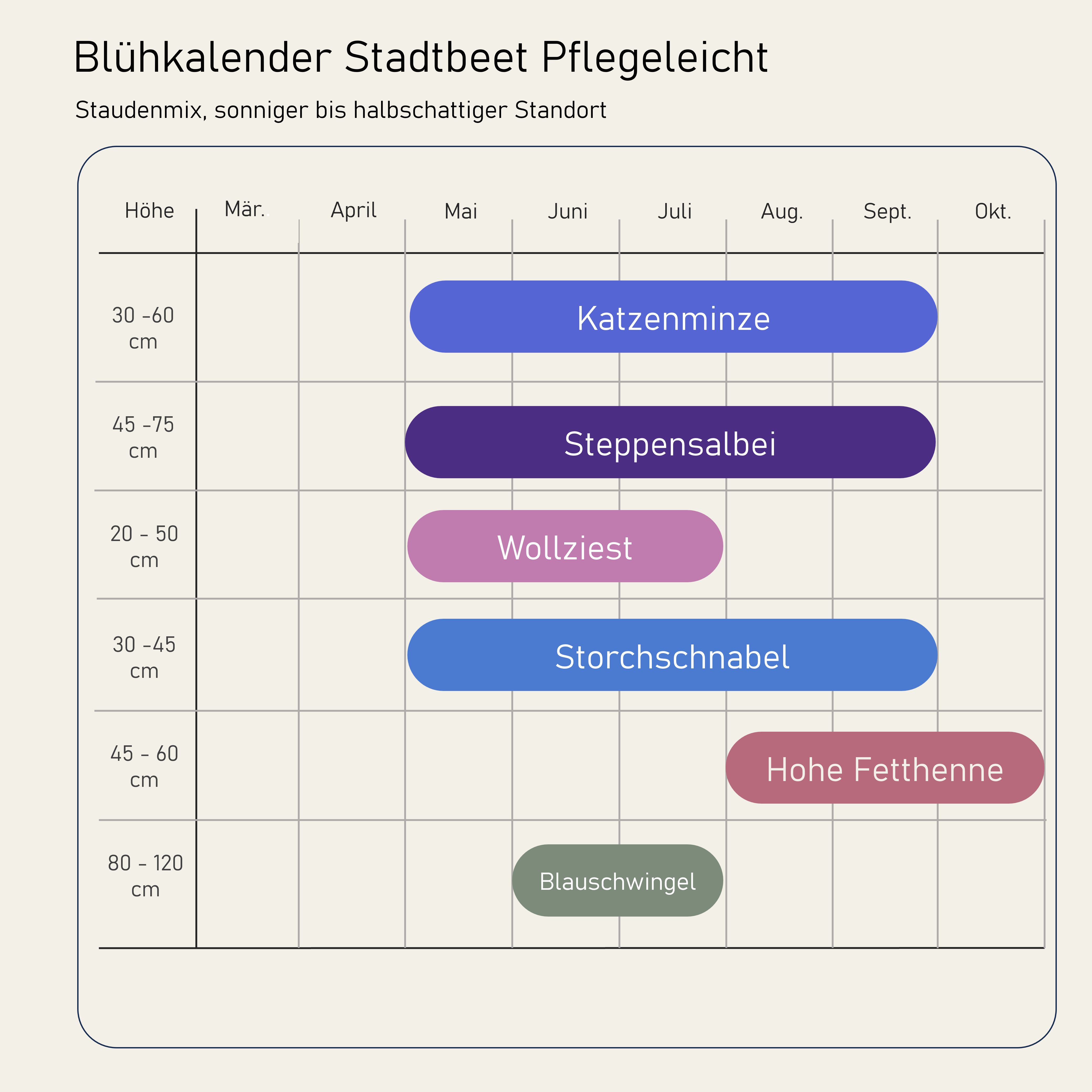 Staudenbeet Stadtbeet Pflegeleicht - Pflanzenpaket für Sonne bis Halbschatten - 36 Pflanzen - Größe L