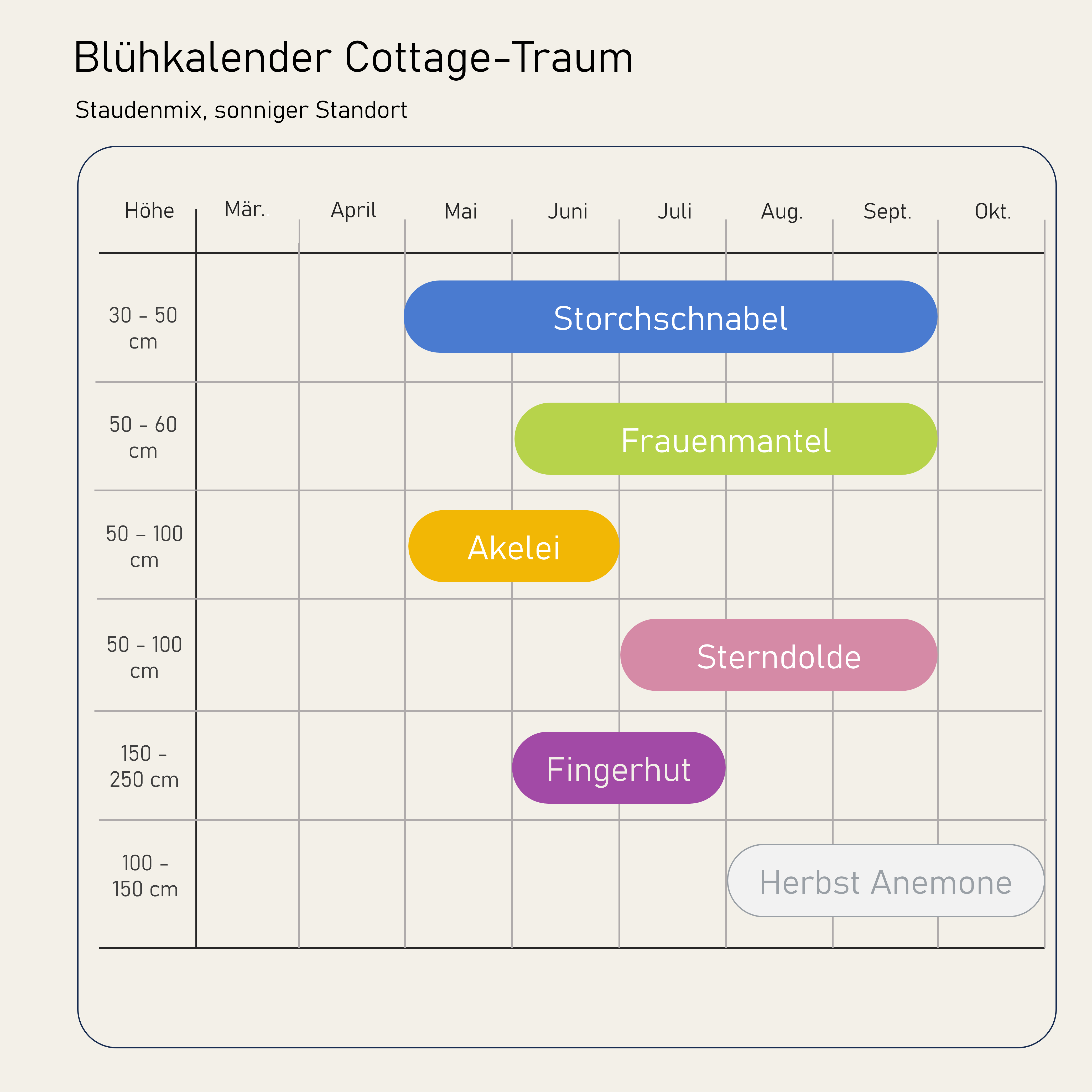 Staudenbeet Cottage-Traum - Pflanzenpaket für Halbschatten - 72 Pflanzen - Größe XL - Luna's Leaf Co.