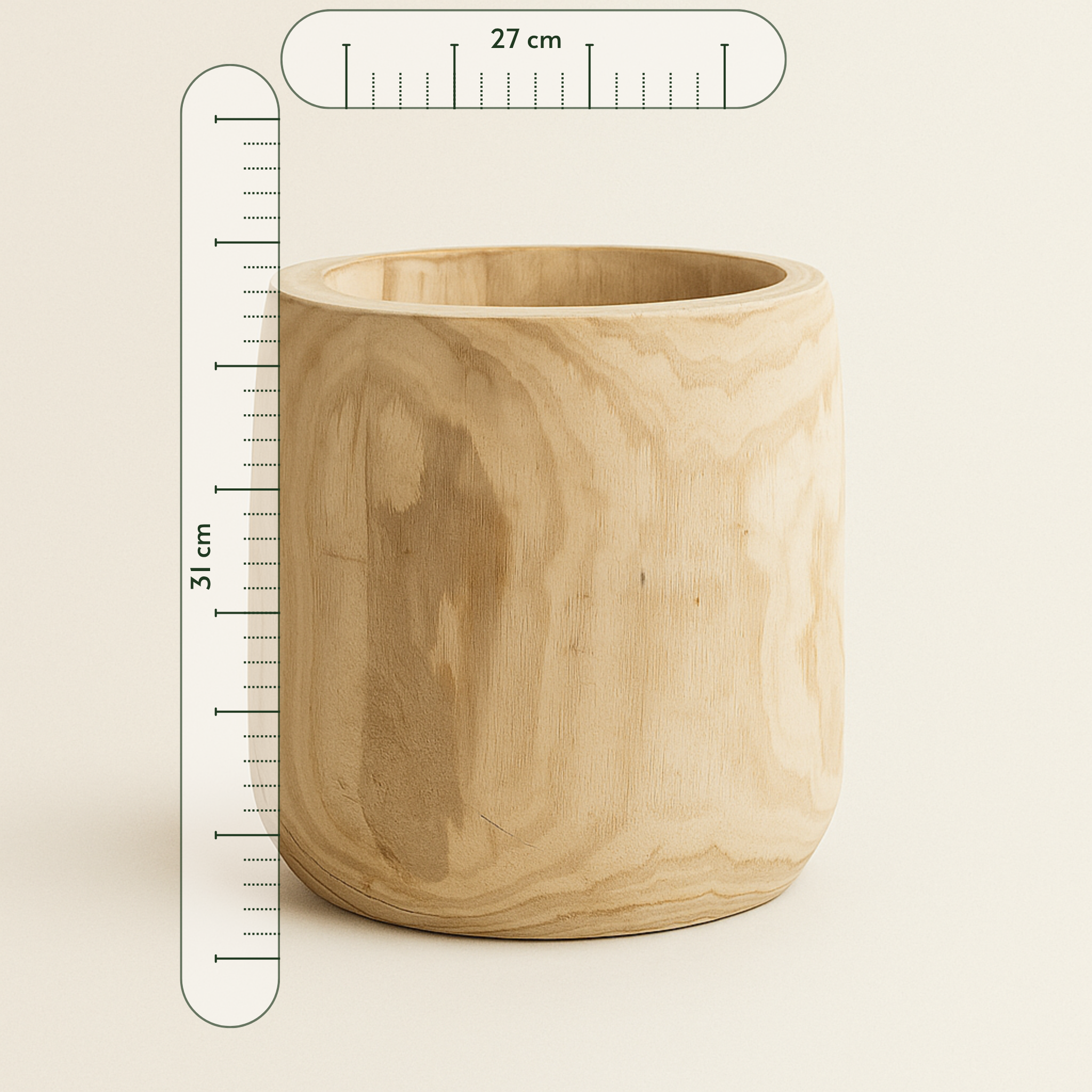 Blumentopf - Holz Hellbraun - Höhe 31 cm, ø 27 cm - Luna's Leaf Co.