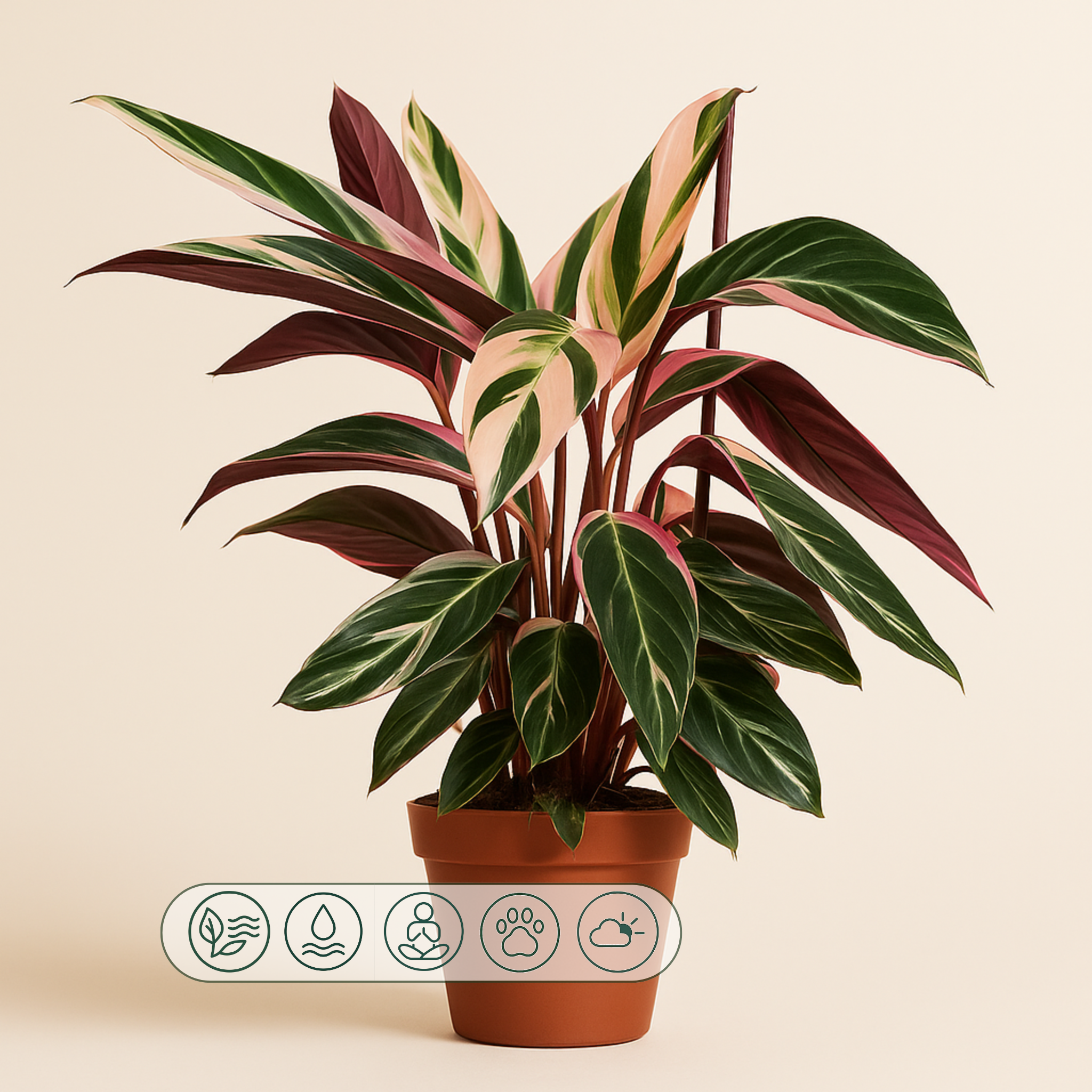 Calathea Triostar – Stromanthe sanguinea ‘Triostar’ - 70 cm - Ø19cm - Luna's Leaf Co.