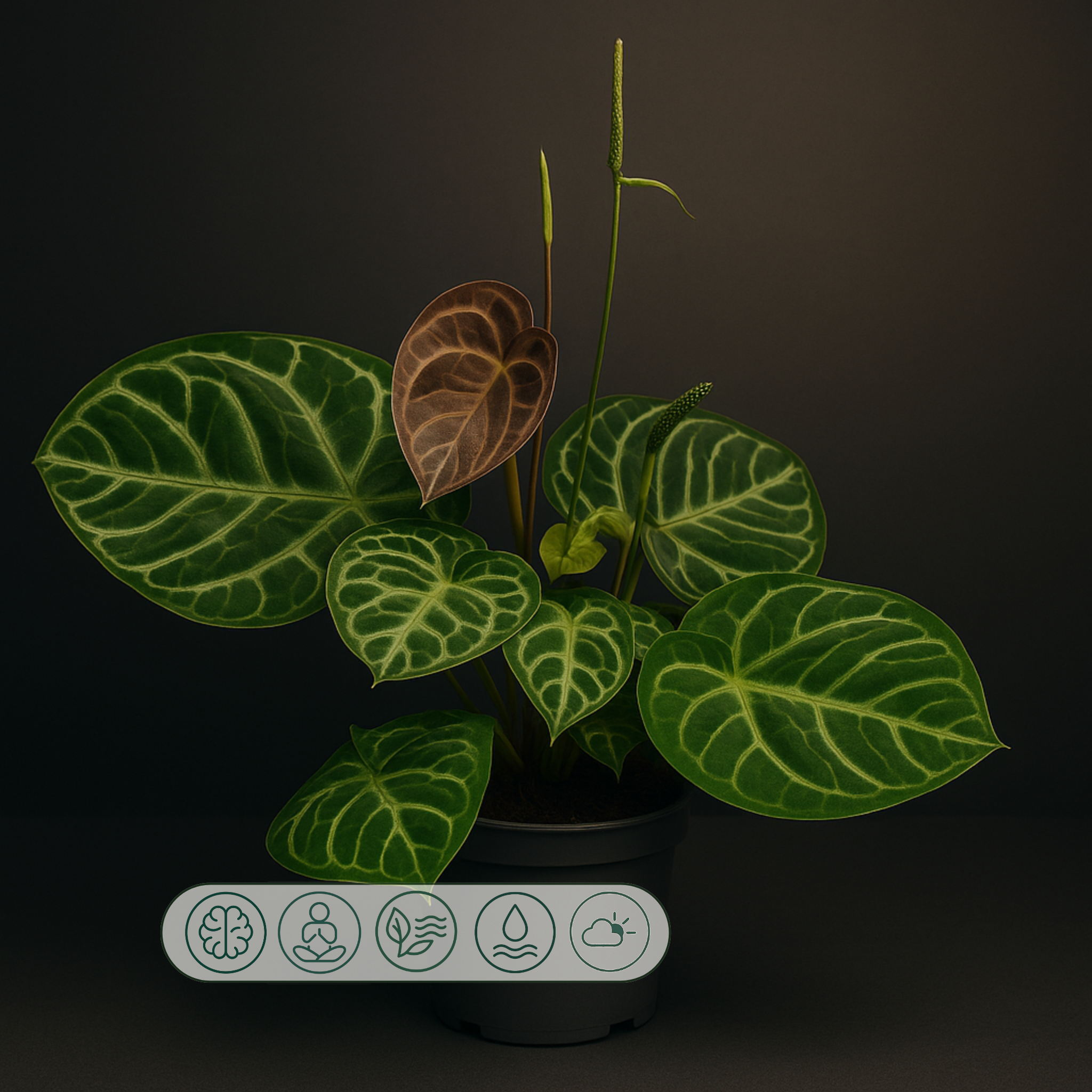 Premium Anthurium Crystal Hybride - 4o cm - Ø17cm - Luna's Leaf Co.