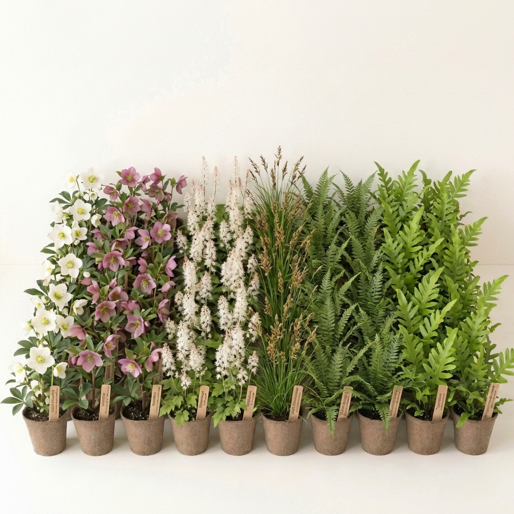 Staudenbeet Winterblüher Premium XL - Pflanzenpaket für Schatten - 72 Pflanzen - Größe XL