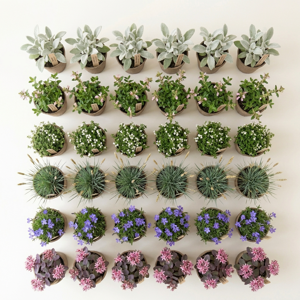 Staudenbeet Silver Dry Garden - Pflanzenpaket für Sonne - 36 Pflanzen - Größe L