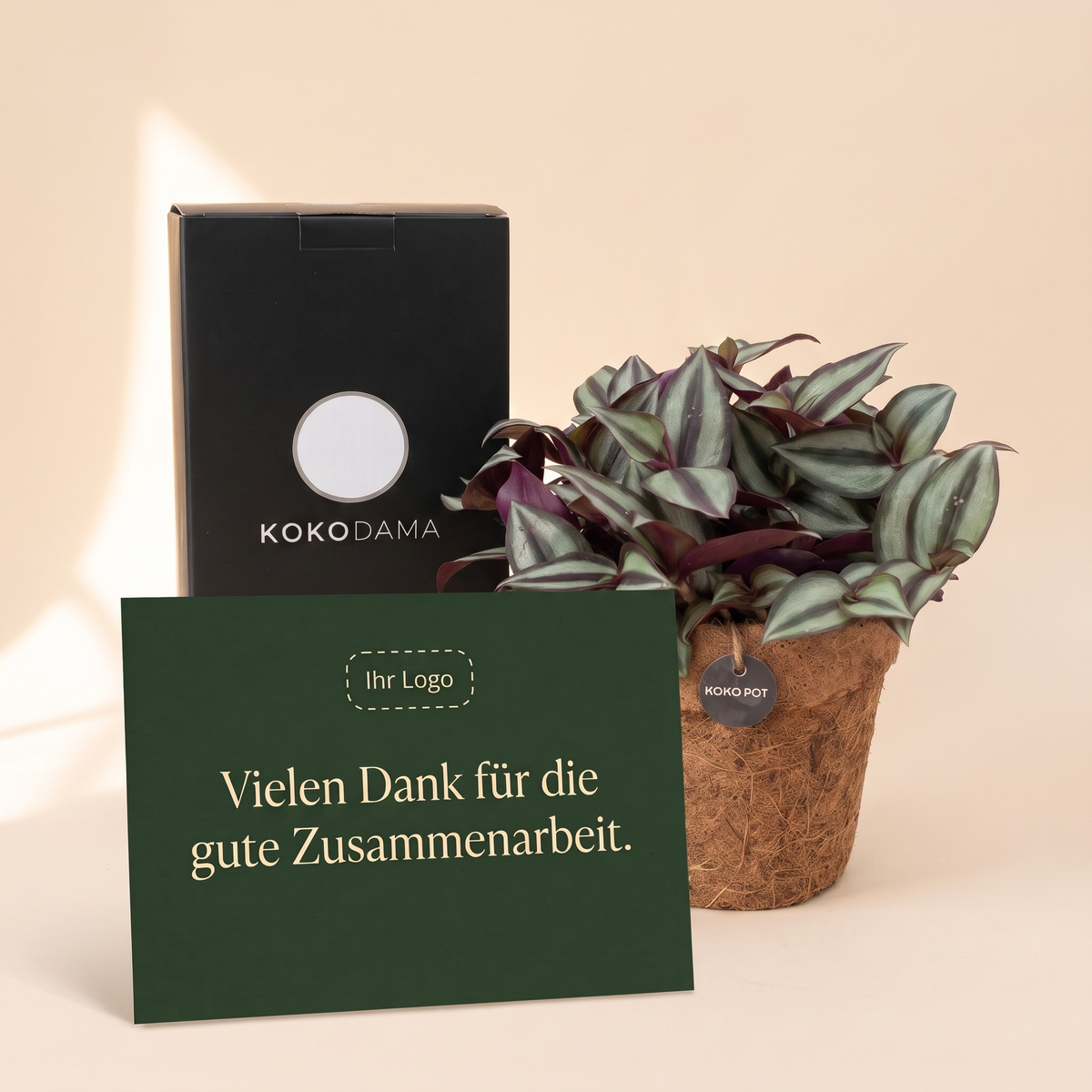 Persönliche Grußkarte mit Firmenlogo zum Kokopot Firmengeschenk