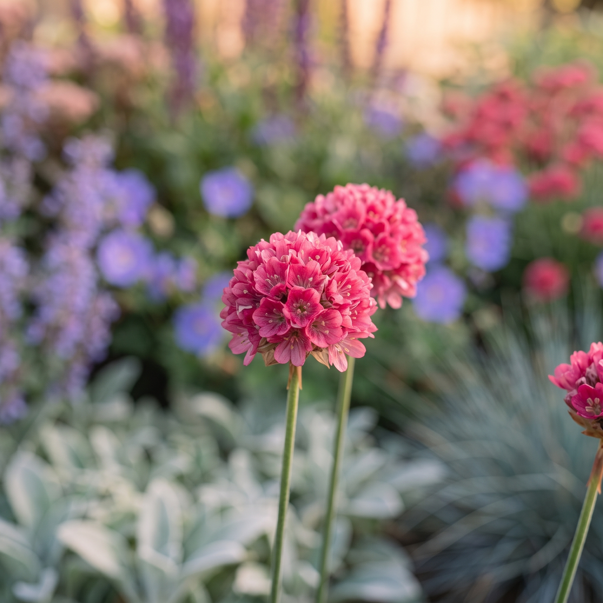 Grasnelke Armeria maritima Splendens im Staudenbeet Stadtbeet Pflegeleicht