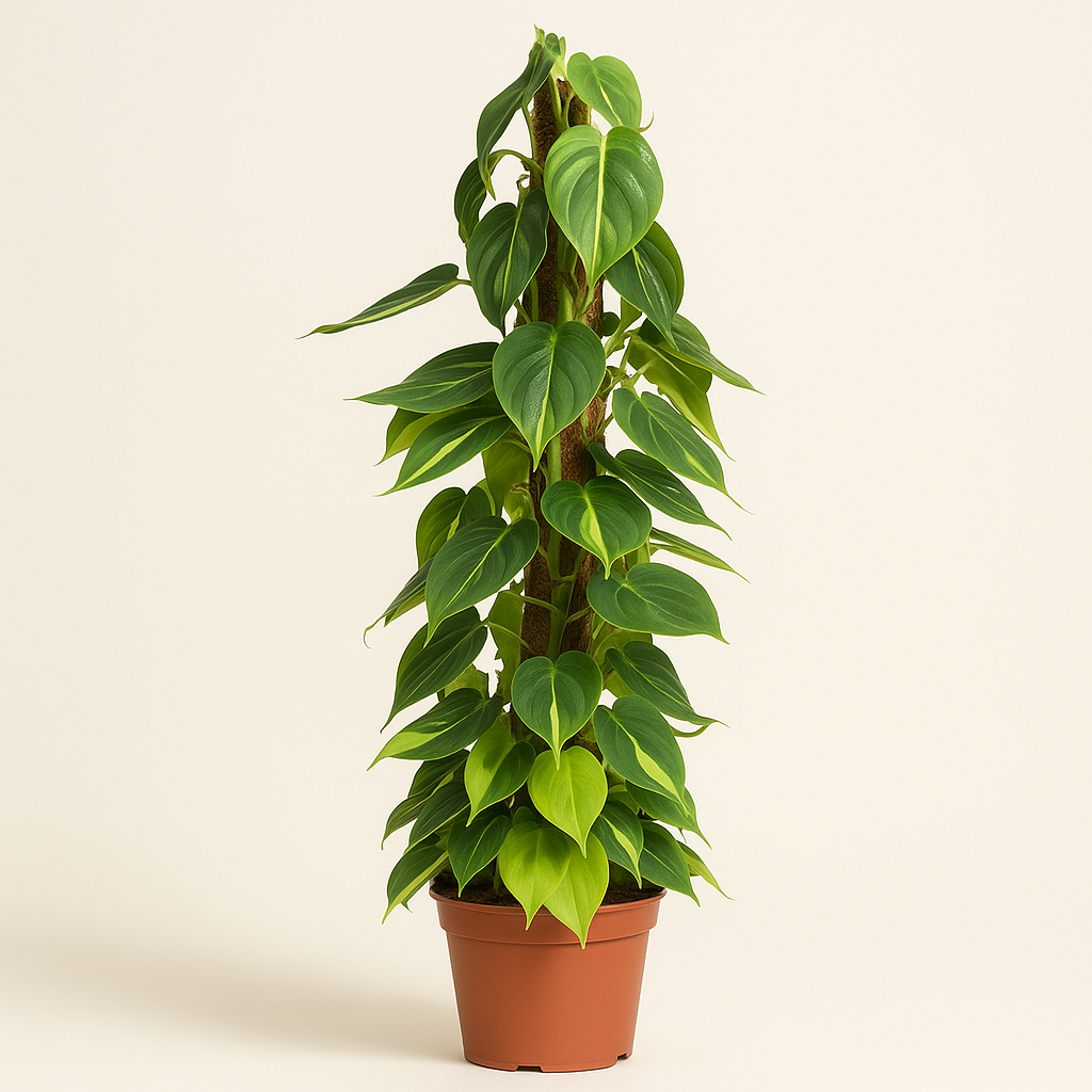 Philodendron Scandens Brasil am Moosstab - 150 cm - ø27 - Luna's Leaf Co. 