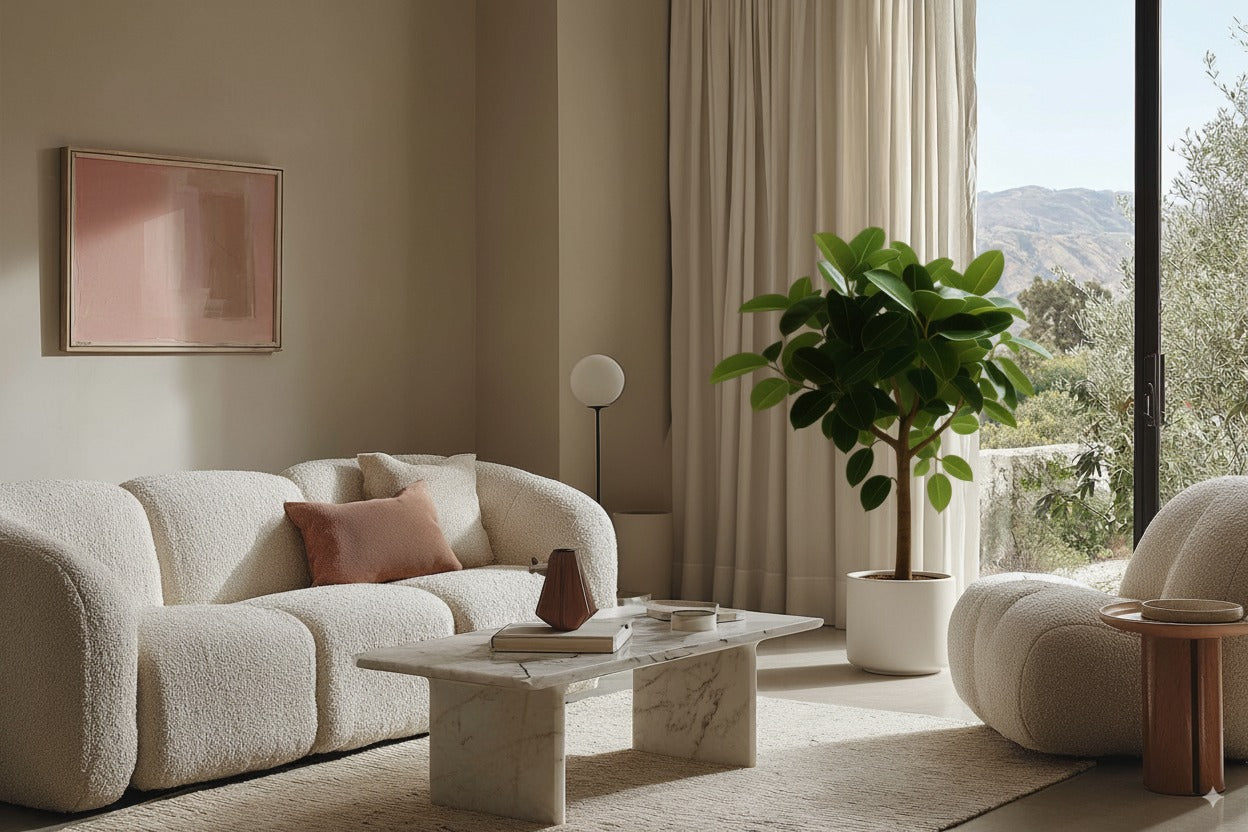Ficus Robusta mit Stamm – Ficus elastica 'Robusta' - 140 cm - Ø27cm - Luna's Leaf Co. 