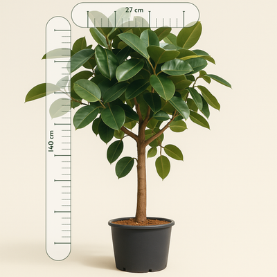 Ficus Robusta mit Stamm – Ficus elastica 'Robusta' - 140 cm - Ø27cm - Luna's Leaf Co. 