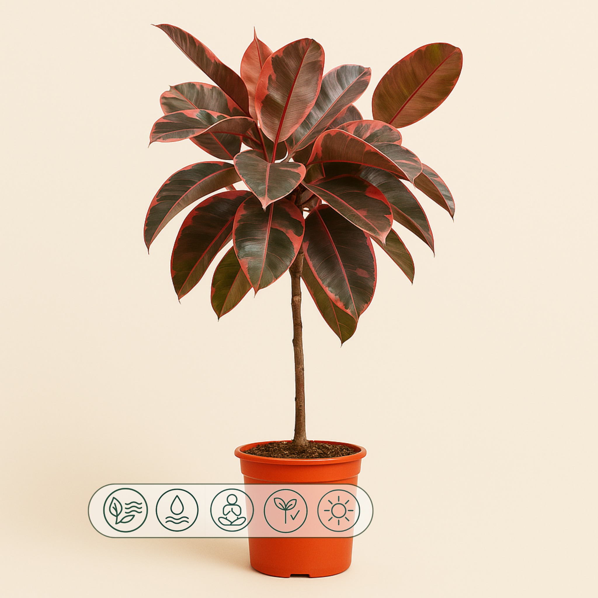 Ficus Elastica Belize mit Stamm - 130 cm - ø24 - Luna's Leaf Co. 