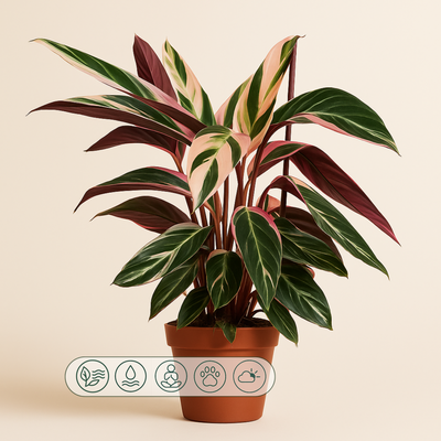 Calathea Triostar – Stromanthe sanguinea ‘Triostar’ - 70 cm - Ø19cm - Luna's Leaf Co. 