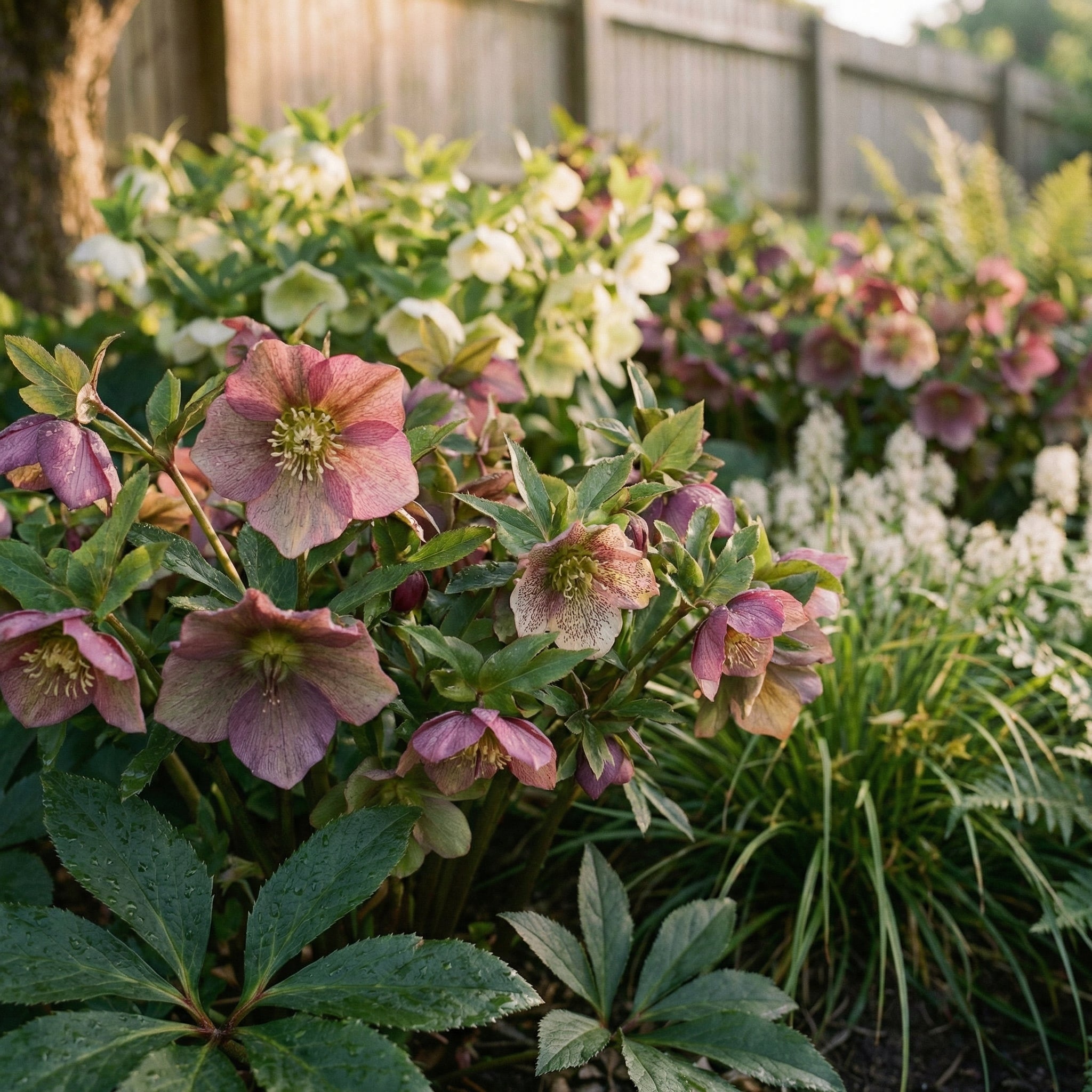 Staudenbeet Winterblüher Premium - Pflanzenpaket für Schatten - 36 Pflanzen - Größe L