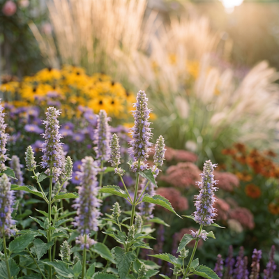 Duftnessel Agastache Blue Fortune im Staudenbeet Herbstglanz