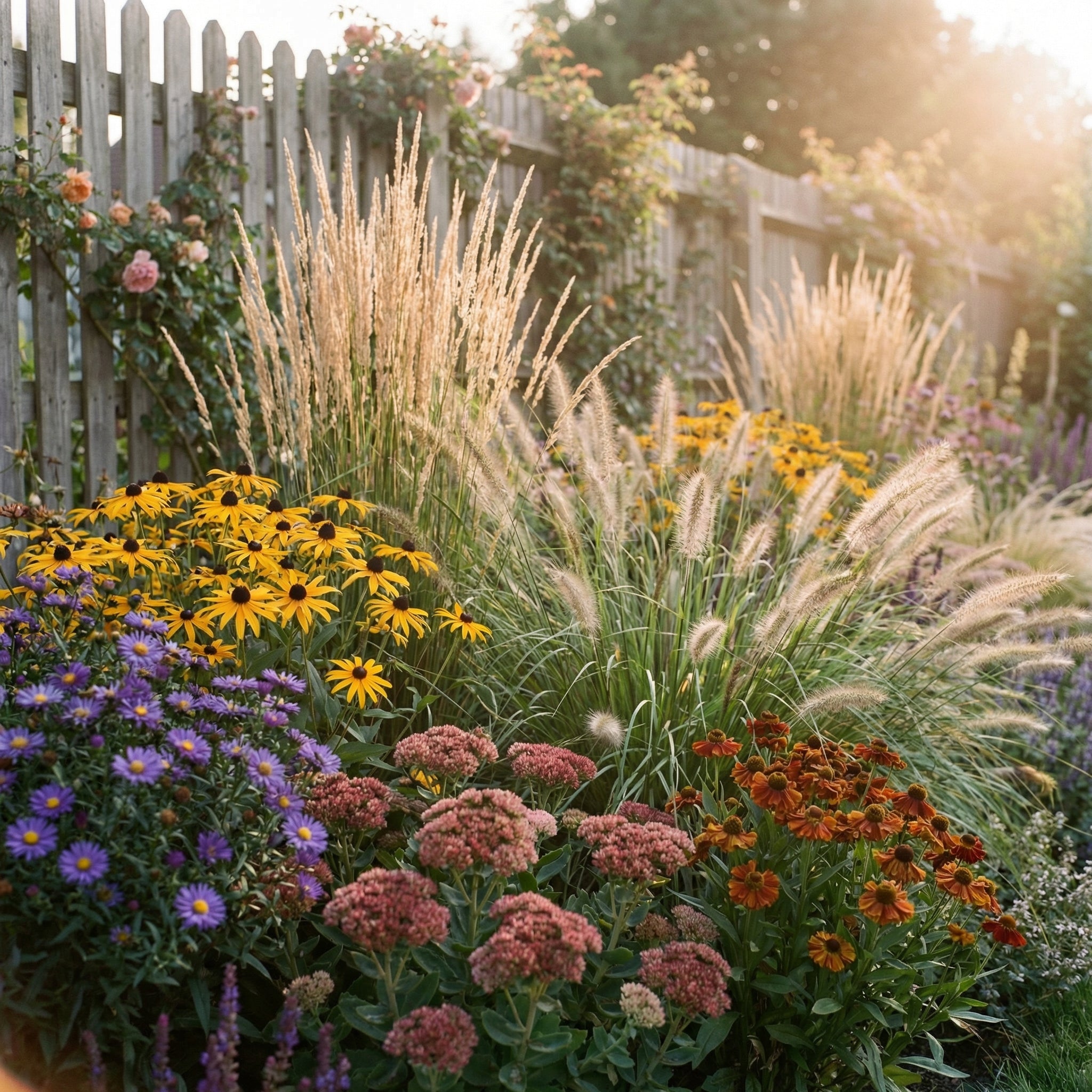 Staudenbeet Herbstglanz - Pflanzenpaket Spätblüher  - 36 Pflanzen - Größe L - Luna's Leaf Co. 