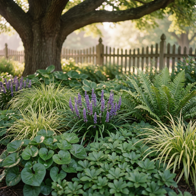 Staudenbeet Schatten Dschungel - Pflanzenpaket für Schatten - 36 Pflanzen - Größe L - Luna's Leaf Co. 