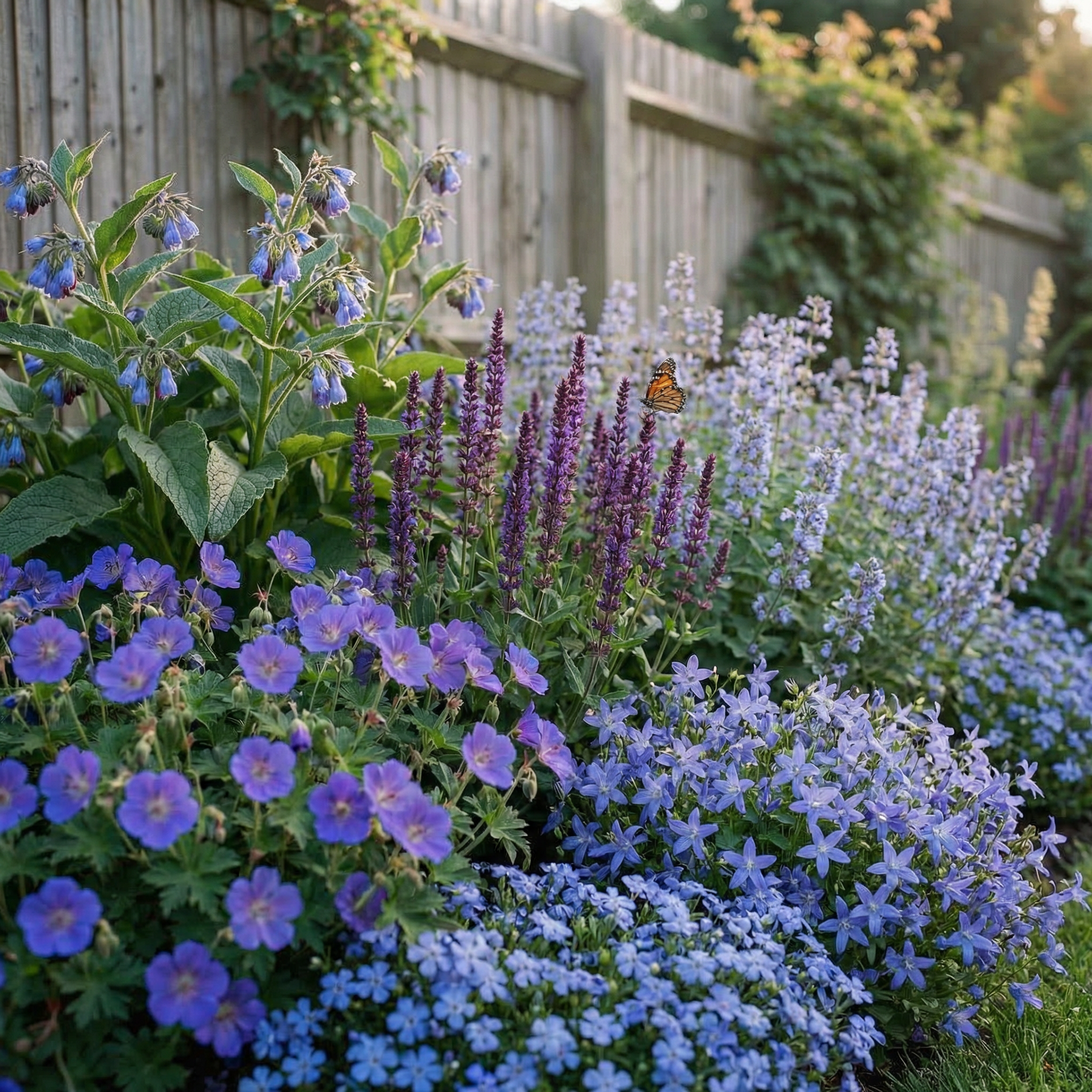 Staudenbeet Blaue Oase XL - Pflanzenpaket für Sonne bis Halbschatten - 72 Pflanzen - Größe XL