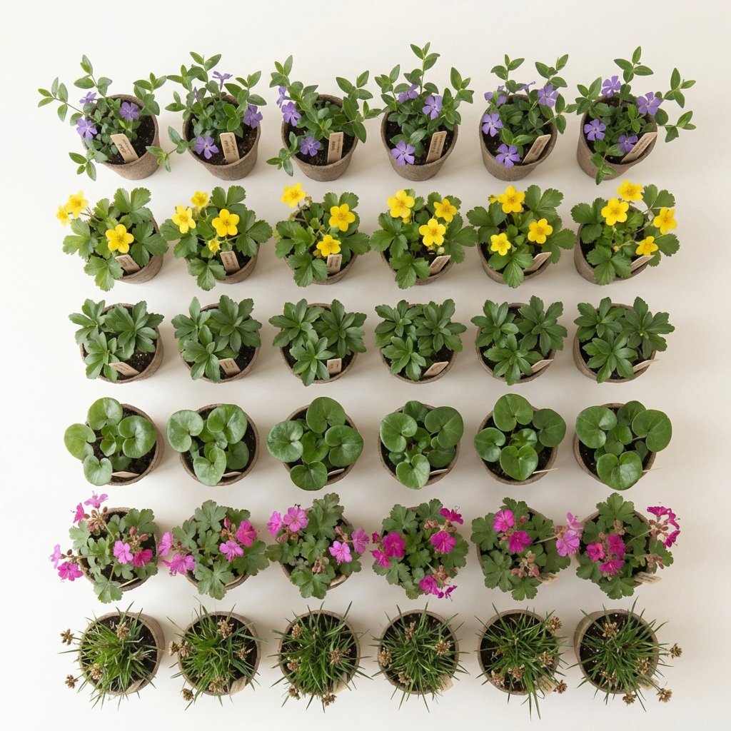 Staudenbeet Bodendecker-Kante-Mix - Pflanzenpaket für Halbschatten bis Schatten - 36 Pflanzen - Größe L