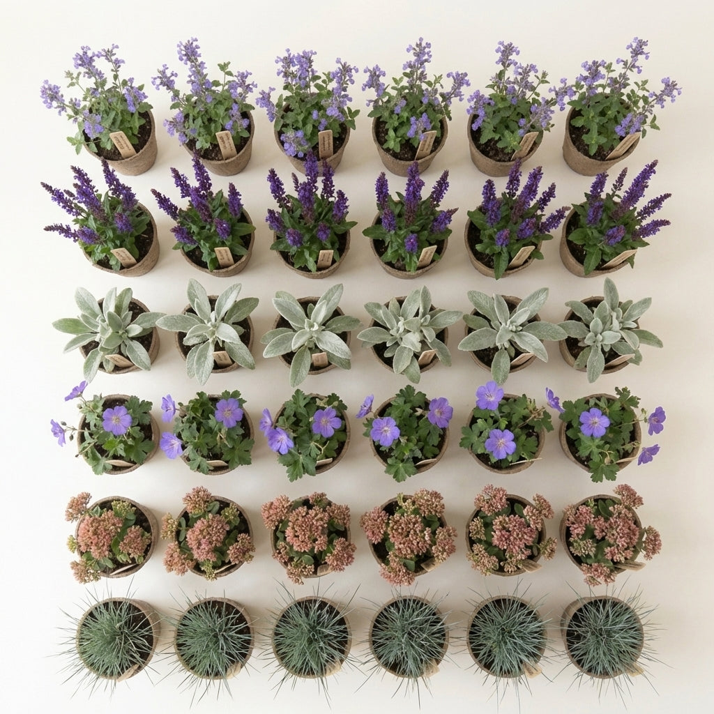 Staudenbeet Stadtbeet Pflegeleicht - Pflanzenpaket für Sonne bis Halbschatten - 36 Pflanzen - Größe L