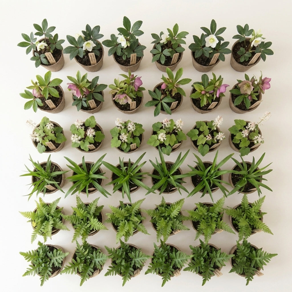 Staudenbeet Winterblüher Premium - Pflanzenpaket für Schatten - 36 Pflanzen - Größe L