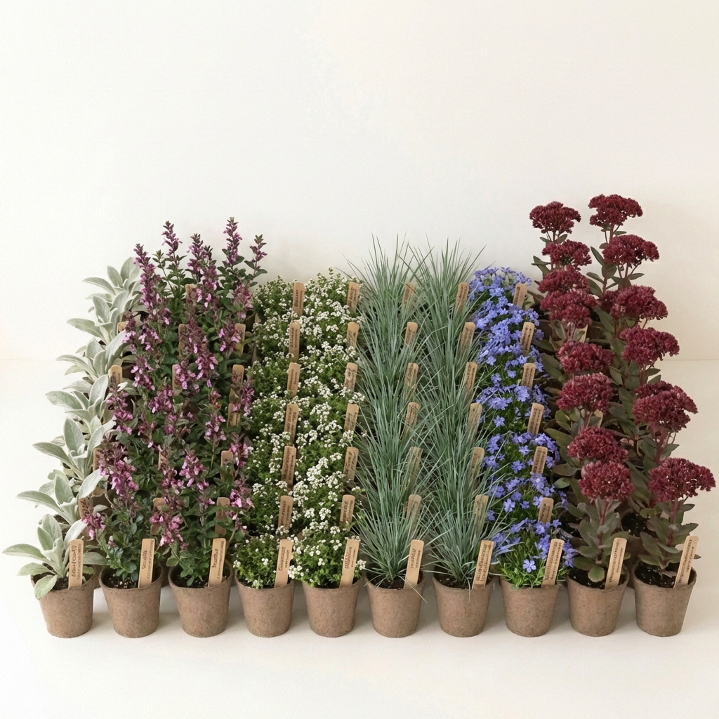 Staudenbeet Silver Dry Garden XL - Pflanzenpaket für Sonne - 72 Pflanzen - Größe XL