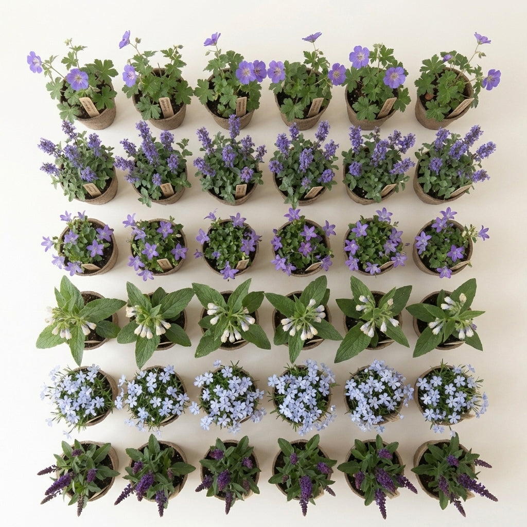 Staudenbeet Blaue Oase - Pflanzenpaket für Sonne bis Halbschatten - 36 Pflanzen - Größe L