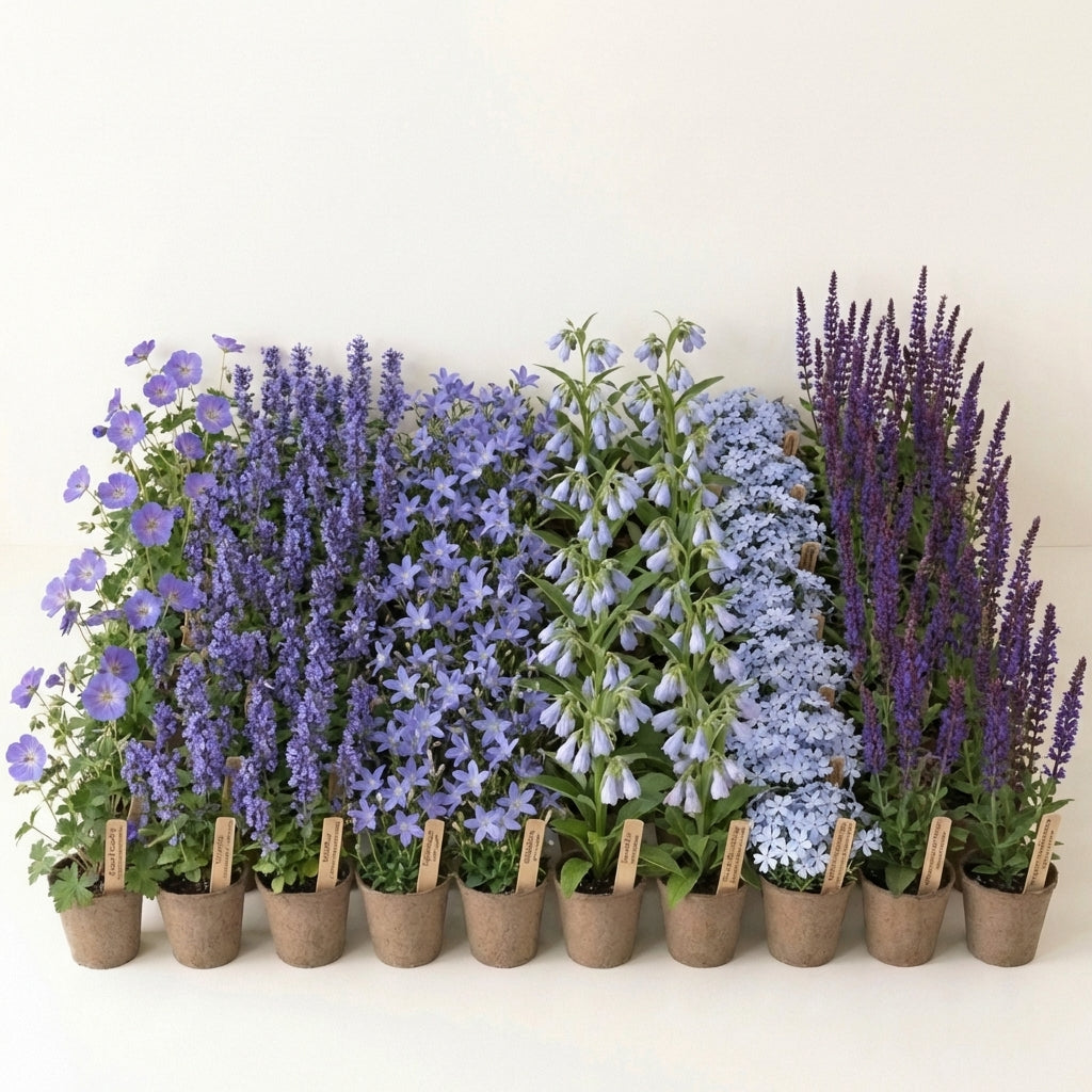 Staudenbeet Blaue Oase XL - Pflanzenpaket für Sonne bis Halbschatten - 72 Pflanzen - Größe XL