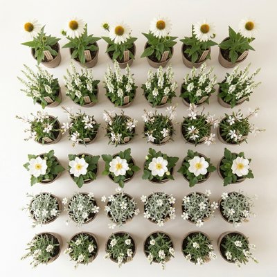 Staudenbeet White & Green - Pflanzenpaket für Sonne bis Halbschatten - 36 Pflanzen - Größe L - Luna's Leaf Co. 