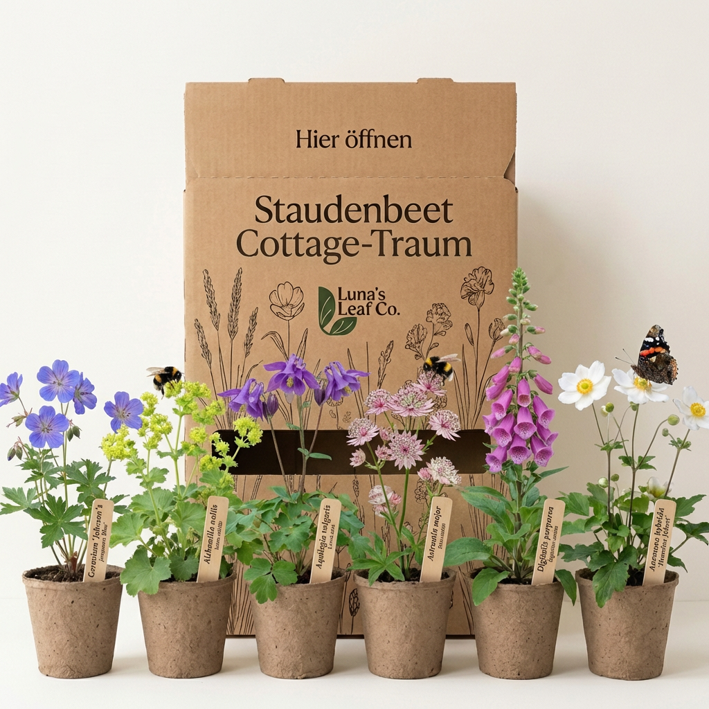Staudenbeet Cottage-Traum - Pflanzenpaket für Halbschatten - 72 Pflanzen - Größe XL - Luna's Leaf Co. 