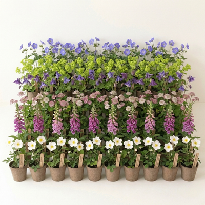 Staudenbeet Cottage-Traum - Pflanzenpaket für Halbschatten - 72 Pflanzen - Größe XL - Luna's Leaf Co. 