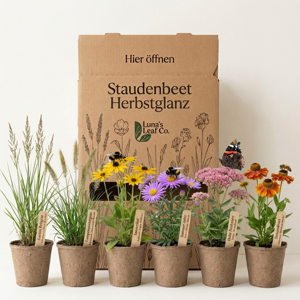 Staudenbeet Herbstglanz - Pflanzenpaket Spätblüher  - 36 Pflanzen - Größe L - Luna's Leaf Co. 