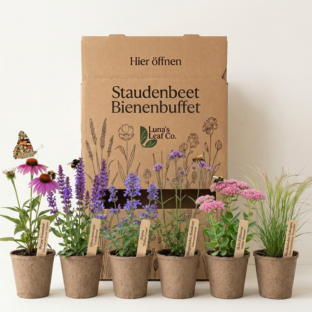 Staudenbeet Bienenbuffet - Pflanzenpaket für Sonne - 36 Pflanzen - Größe L - Luna's Leaf Co. 