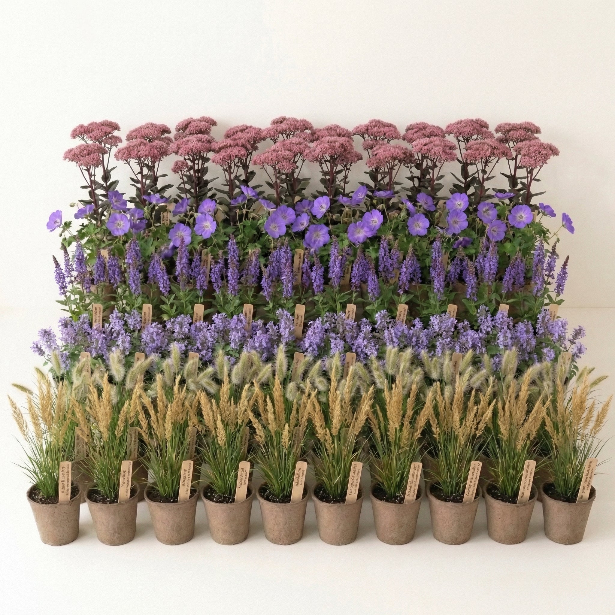 Staudenbeet Streifenbeet Pflegeleicht - Pflanzenpaket für Sonne bis Halbschatten - 36 Pflanzen - Größe XL