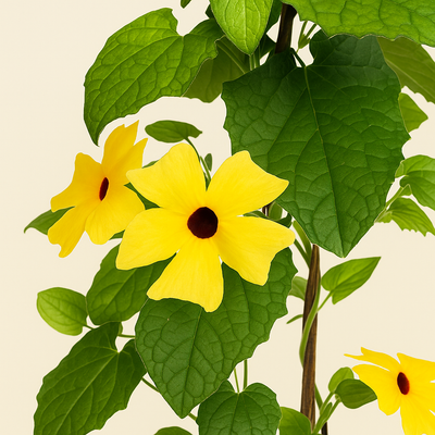 4x Sunny Susy Yellow – Black-eyed Susan Vine – Thunbergia alata - Luna's Leaf Co. 