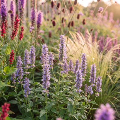 Duftnessel Agastache Blue Fortune im Staudenbeet Heimische Wildstauden